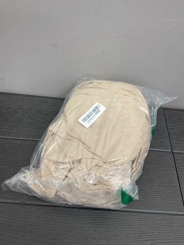 Photo 1 of TIPTOE BEAR Fitted Bed Sheets 100% Washed Cotton Ultra Soft Slightly Wrinkle Linen Feel Breathable Deep Pocket, 1 Fitted Sheet Only (Beige, Queen)