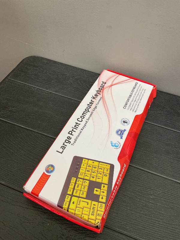 Photo 1 of BOOGIIO Large Print Computer Keyboard, Wired USB High Contrast Keyboard with Oversized Print Letters for Visually Impaired Low Vision Individuals (Yellow+Black)