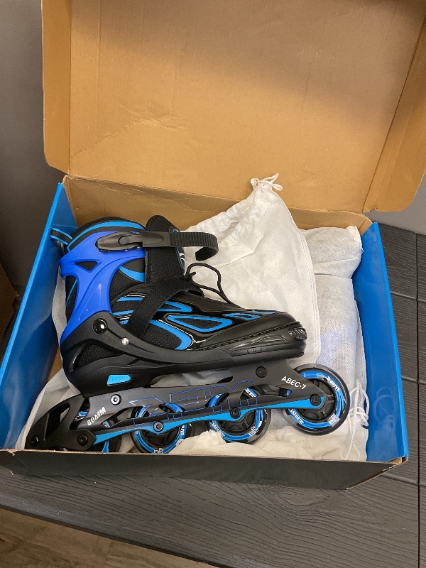 Photo 1 of 2PM SPORTS Vinal Inline Skates for Men with Light up Wheels Beginner Skates Fun Illuminating Outdoor Roller Skates for Kids and Adults - Azure X-Large