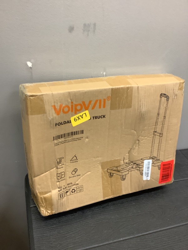 Photo 1 of Voipvvii Folding Hand Truck 500lbs, Portable Heavy Duty Dolly Cart, 6 Wheels Collapsible Luggage Cart with 2 Elastic Ropes - Compact Trolley Cart for Easy Moving - Ideal Hand Cart for Travel and More