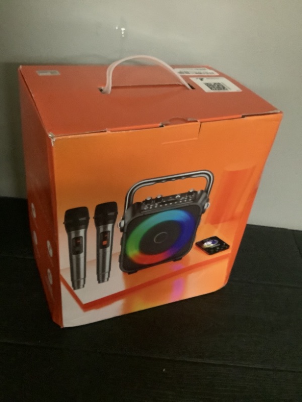 Photo 1 of Karaoke Machine, Portable Bluetooth Speaker with 2 Wireless Microphones for Adults & Kids with Lights, Karaoke Microphone with PA System Supports USB/TF/REC/FM/AUX for Home Party Home System Packages