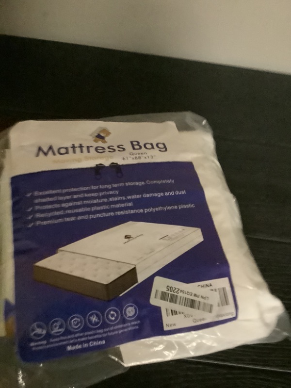 Photo 1 of Plastic Mattress Bag for Moving Storage, 6 Mil Waterproof Zippered Mattress Cover, Mattress Protector for Moving Supplies - Queen Size