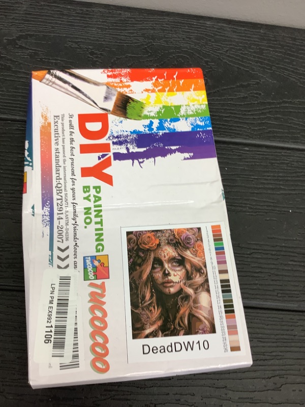 Photo 1 of Day Of The Dead Woman Paint By Number Skull Makeup Roses Realistic Face Paint By Numbers Kits For Adult, Fantasy Festival Theme On Canvas Suitable For Home Wall Decor 16''W X 20''H (No Framed)