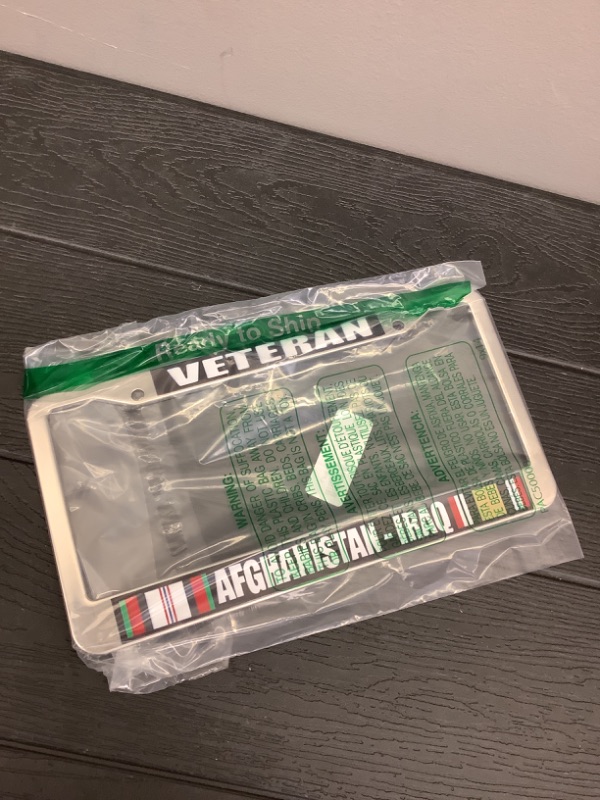 Photo 1 of Afghanistan Iraq Veteran Chrome License Plate Frame
