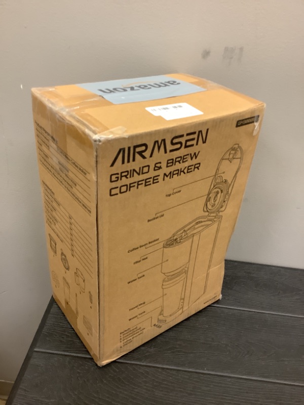 Photo 1 of AIRMSEN Single Serve Coffee Maker with Grinder, Grind and Brew All in One - 6-16 Oz Single Cup Coffee Machine with 19 oz Travel Mug - Adjustable Drip Tray, Overheat Protection