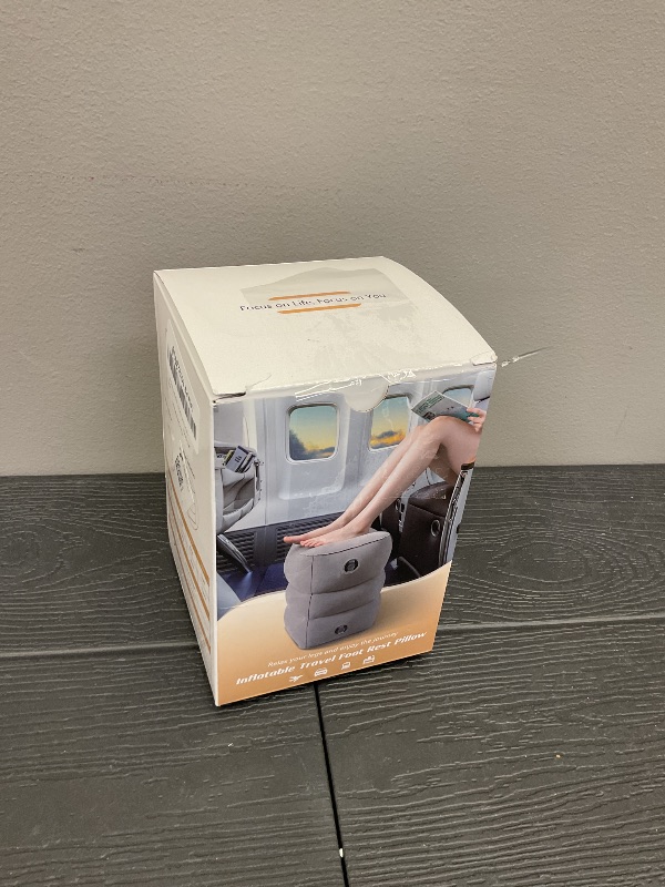 Photo 1 of JefDiee Inflatable Foot Rest Pillow, Kids Airplane Bed, Adjustable 3 Layers Height Leg Rest Pillow, Airplane Travel Essentials Great for Office, Home, Trains, Cars