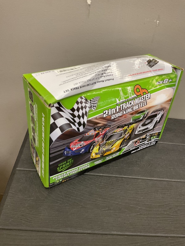 Photo 1 of 2 in 1 Slot Car Race Track Sets with 4 Slot Cars, 1:43 Electric Car Track for Boys, Dual Racing Game Lap Counter Circular Slope Track Sets, Birthday Gifts Toys for Boys Kids Ages 6 7 8 9 10 11 12