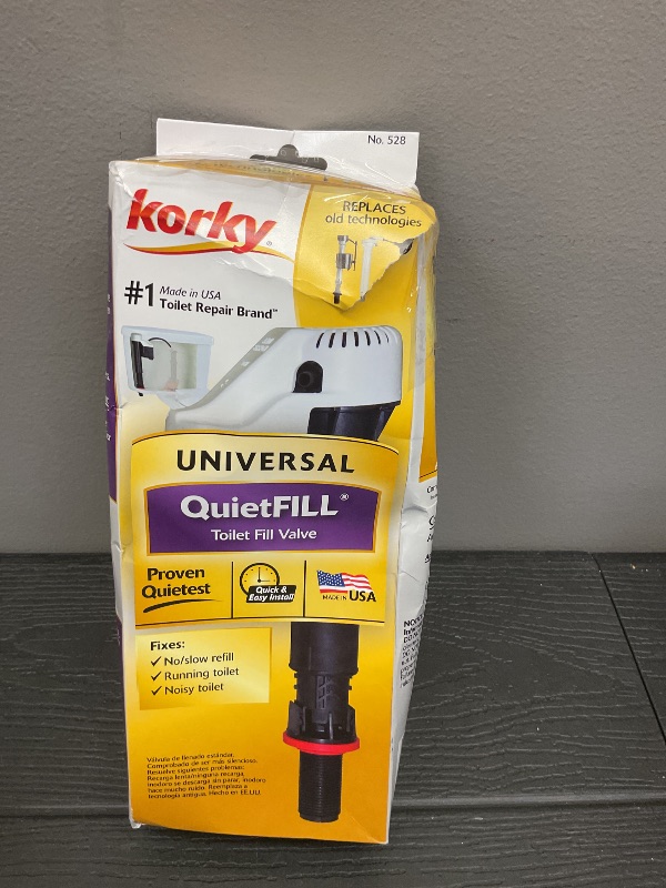 Photo 1 of Korky QuietFILL Toilet Fill Valve - Universal Fits 99% of Toilets - Easy Height Adjust for Fast Install, 528