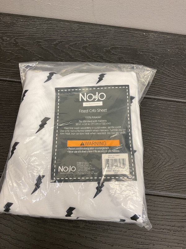 Photo 1 of NoJo Lightning Bolt Black and White Nursery Fitted Crib Sheet