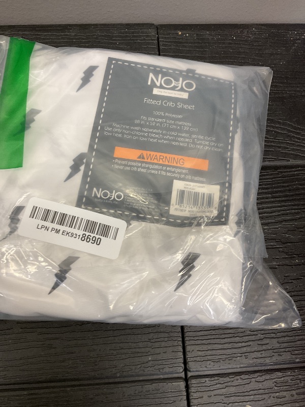 Photo 1 of NoJo Lightning Bolt Black and White Nursery Fitted Crib Sheet