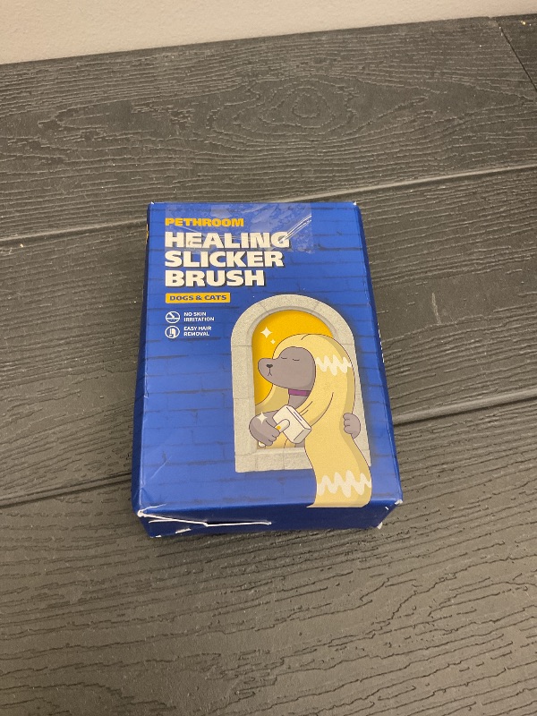 Photo 1 of [PETHROOM] Healing Slicker Brush | Pet Brush | Dogs & Cats | Goldendoodle| Coated Tips for Gentle Grooming |Brush for Shedding | Long-Haired or Curly-Haired Dogs, White & Yellow