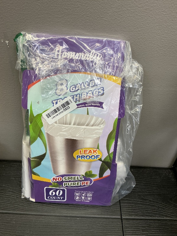Photo 1 of 8 Gallon 60pcs Medium Clear Trash Bags Strong Clear Garbage Bags, Bathroom Trash Can Bin Liners, Plastic Bags for Office Home Kitchen, Waste Basket Liner, Fit 30 Liter, 7,8 Gal(8G60-Clear)