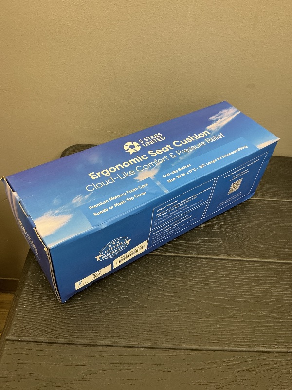 Photo 1 of 5 STARS UNITED Seat Cushion for Tailbone Pain Relief – Large Memory Foam Cushion for Coccyx, Hip, Sciatica & Post-Surgery Recovery – Wheelchair, Car, Desk, Gaming & Office Chairs, Black