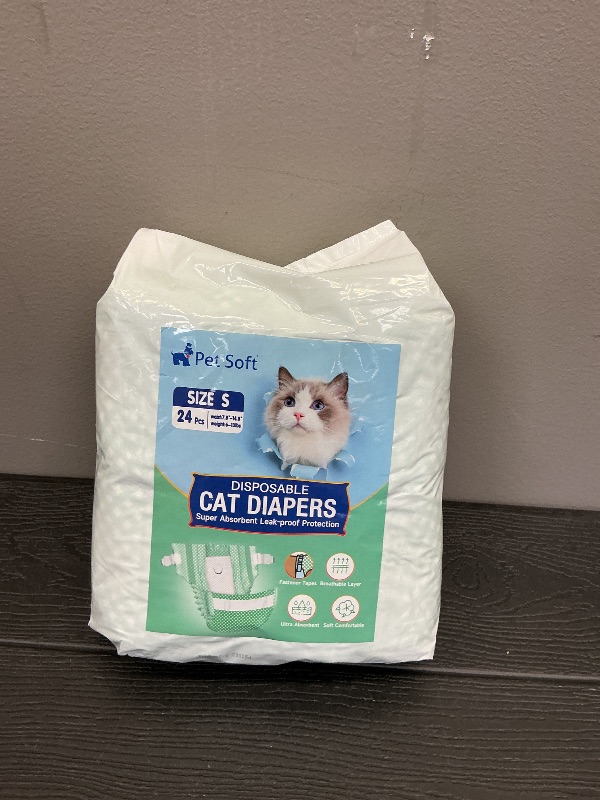 Photo 1 of Pet Soft Disposable Cat Diapers - Female Dog Diapers for Cats & Dogs in Heat Period or Urine Incontinence, Doggie Diapers Ultra Absorbent Leak-Proof Puppy Diapers 24pcs (Green, S)