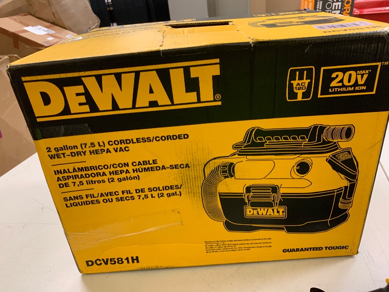 Photo 1 of DEWALT Shop Vacuum Wet and Dry, Cordless and Corded Wet Dry Vacuum Cleaner Shop Vac 20V MAX, Portable Shopvac, Tool Only (DCV581H)