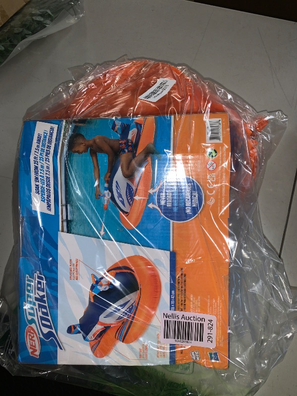 Photo 1 of Nerf Super Soaker Stormforce Ride-On Racer – Inflatable Pool Float with Pool-Fed Mega Water Blaster