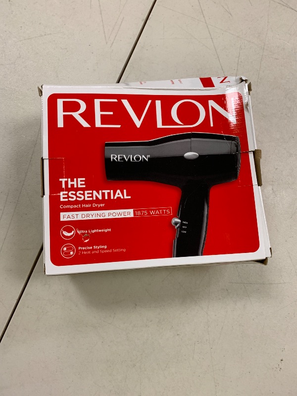 Photo 1 of REVLON Travel Hair Dryer | Salon-Style Blowouts, Lightweight Design, 1875 Watts for Fast Drying with 2 Heat & Speed Settings for Drying and Styling Flexibility (Black)