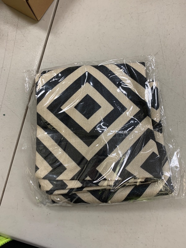Photo 1 of OTOSTAR Set of 4 Waterproof Throw Pillow Covers 16x16 Inch Farmhouse Geometric Square Pillow Cases for Couch Patio Furniture Balcony Garden Outdoor Decoration?Geometry70-Black?