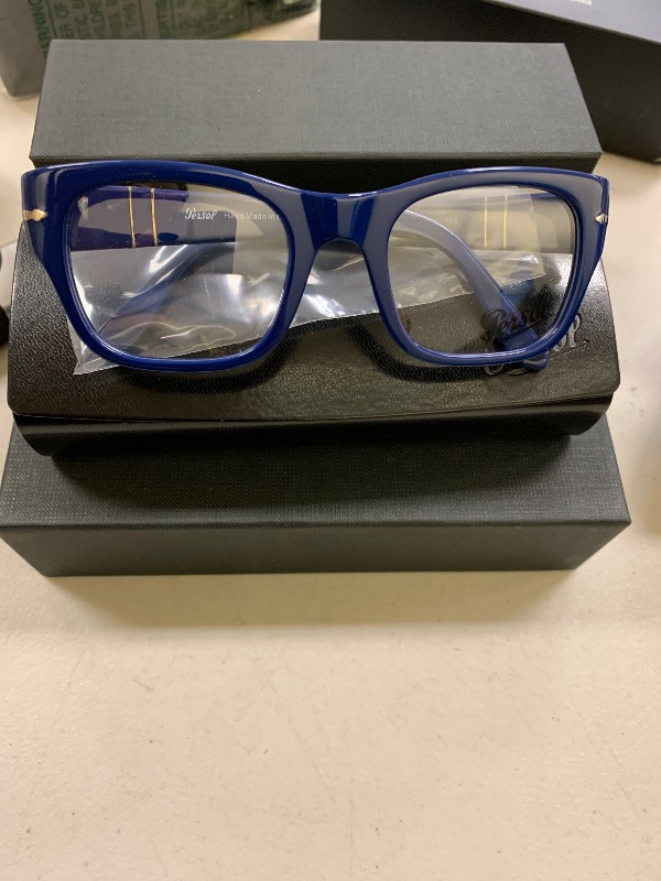 Photo 1 of Persol PO3297V Rectangular Prescription Eyewear Frames, Blue/Demo Lens, 50 mm