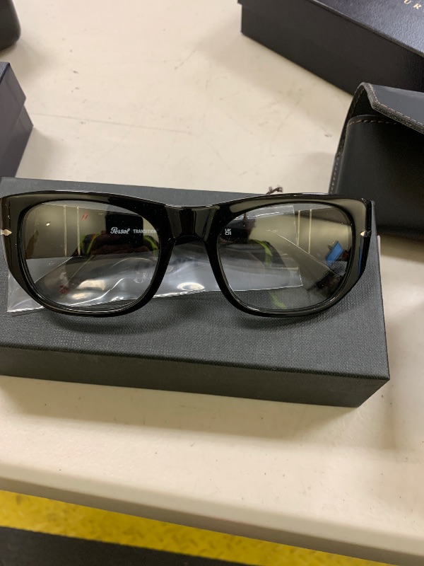 Photo 1 of Persol PO3308S Polarized Rectangular Sunglasses, Black/Transitions 8 Grey, 54 mm