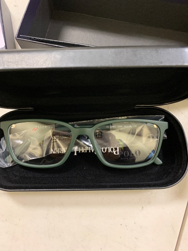 Photo 1 of Polo Ralph Lauren Men's PH2250U Universal Fit Rectangular Prescription Eyewear Frames, Matte Bottle Green/Demo Lens, 54 mm