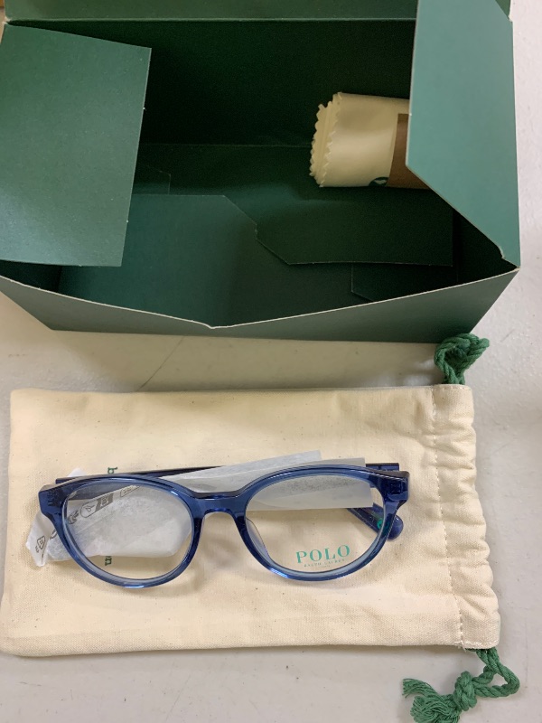 Photo 1 of Polo Prep Pp8546u Universal Fit Round Prescription Eyewear Frames, Shiny Transparent Blue/Demo Lens, 47 mm