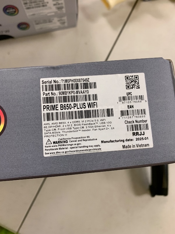 Photo 1 of ASUS Prime B650-PLUS WiFi AMD B650 AM5 Ryzen™ Desktop 9000 8000 & 7000 ATX Motherboard, DDR5, PCIe 5.0 M.2, 2.5Gb LAN, WiFi 6E, HDMI™, SATA 6 Gbps, USB Type-C®, BIOS Flashback™, Thunderbolt™ 4 Header