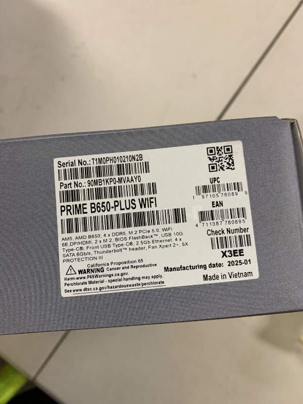 Photo 1 of ASUS Prime B650-PLUS WiFi AMD B650 AM5 Ryzen™ Desktop 9000 8000 & 7000 ATX Motherboard, DDR5, PCIe 5.0 M.2, 2.5Gb LAN, WiFi 6E, HDMI™, SATA 6 Gbps, USB Type-C®, BIOS Flashback™, Thunderbolt™ 4 Header