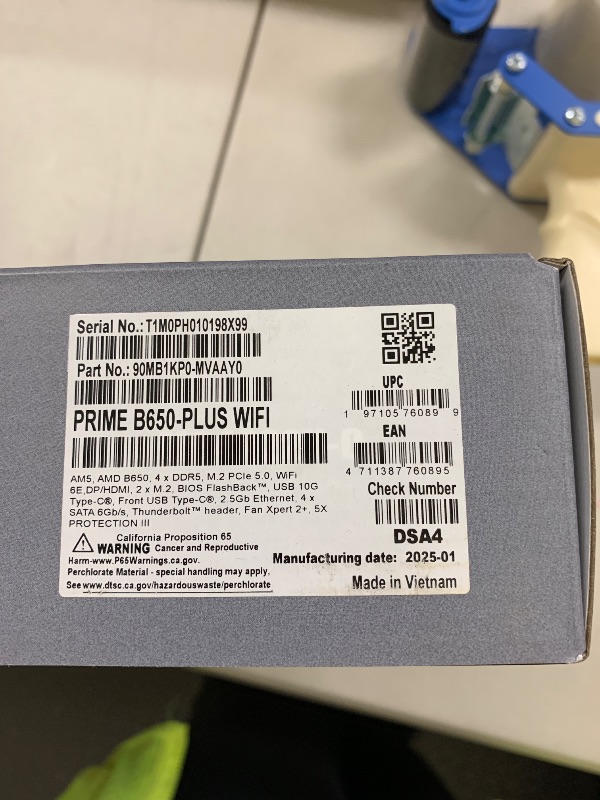 Photo 1 of ASUS Prime B650-PLUS WiFi AMD B650 AM5 Ryzen™ Desktop 9000 8000 & 7000 ATX Motherboard, DDR5, PCIe 5.0 M.2, 2.5Gb LAN, WiFi 6E, HDMI™, SATA 6 Gbps, USB Type-C®, BIOS Flashback™, Thunderbolt™ 4 Header