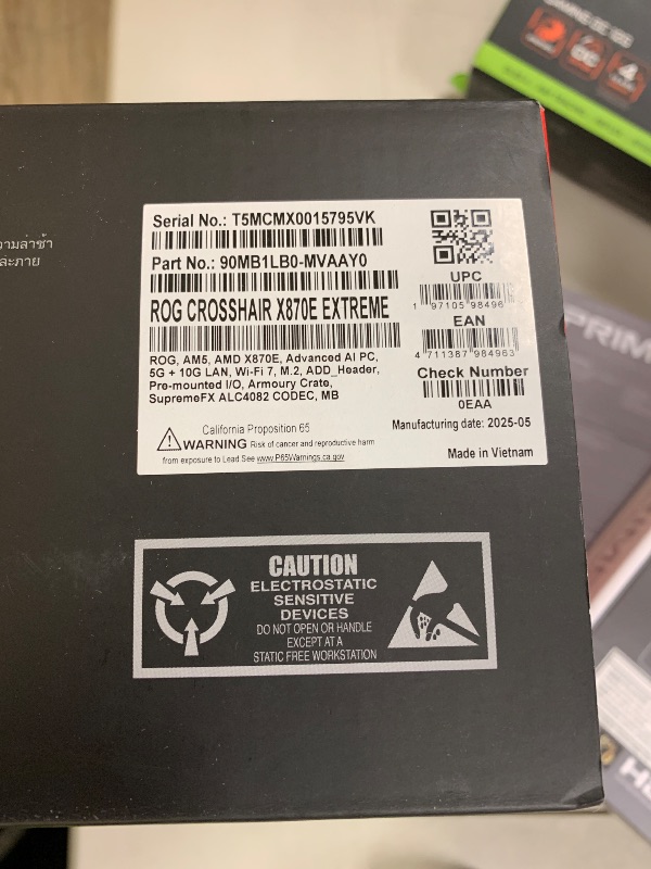 Photo 1 of ASUS ROG Crosshair X870E Extreme AMD X870E AM5 E-ATX Gaming Motherboard – 20+2+2 Power Stages, DDR5, PCIe 5.0, 5X M.2, 5G & 10G LAN, Wi-Fi 7, USB4 Type-C, 5” LCD, AI Overclocking & Networking