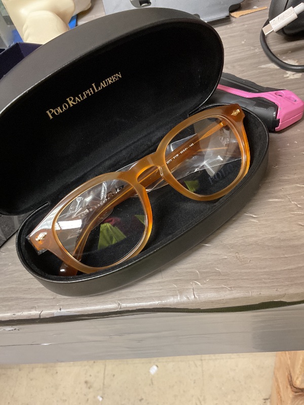 Photo 1 of Polo Ralph Lauren Men's PH2272 Round Prescription Eyewear Frames, Shiny Light Brown Stripe/Demo Lens, 52 mm
