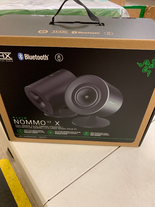 Photo 1 of Razer Nommo V2 X - Full-Range 2.0 PC Gaming Speakers: THX Spatial Audio - Rear-Facing Bass Ports - Two 3” Full-Range Drivers - Max Sound Pressure Level 96dB - Wireless Control Pod