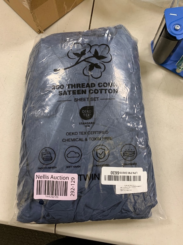 Photo 1 of JSD 100% Cotton Sheet Set Twin, Navy Blue Sateen Sheets, 300 Thread Count Soft Breathable Cooling Sheets Deep Pocket