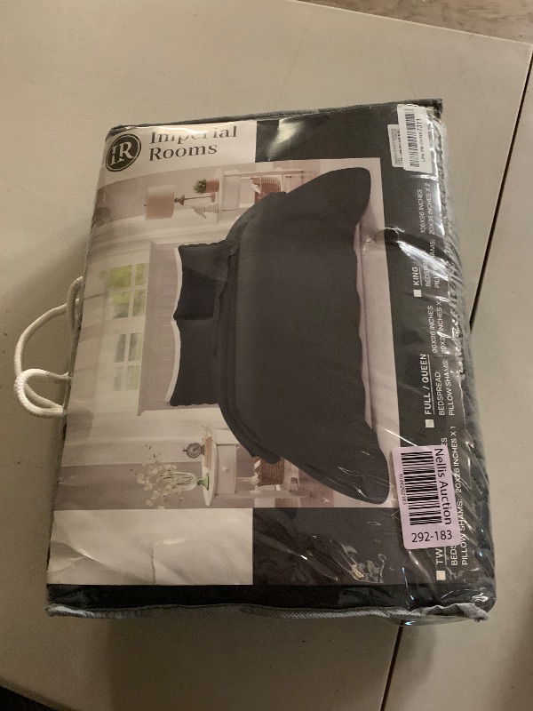 Photo 1 of IR Imperial Rooms Queen Quilt Bedding Set Size (90" x 96") + 2 Pillow Shams (20" x 26"+ 2") - 3 Pcs All Season Lightweight Reversible Microfiber Coverlet Embossed Quilt Bedspread (Charcoal)