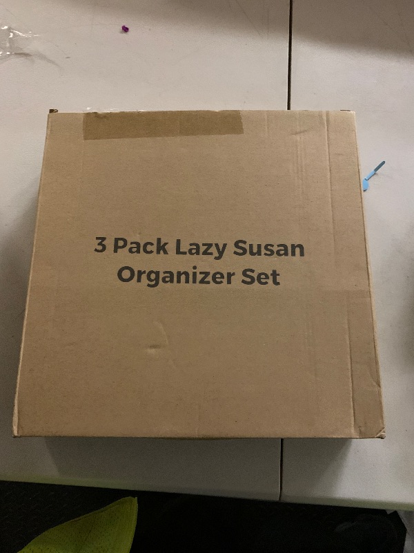 Photo 1 of LAMU 3 Pack Lazy Susan Organizer Turntable for Cabinet, Rotating Condiment Organizer for Kitchen Pantry Organizers and Storage, Table Top, Fridge, Countertop, Spice Organization, 9.25'' 10.6'' 12''
