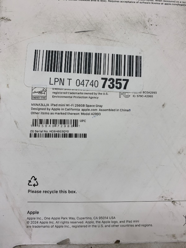 Photo 1 of Apple iPad mini (A17 Pro): Apple Intelligence, 8.3-inch Liquid Retina Display, 256GB, Wi-Fi 6E, 12MP Front/12MP Back Camera, Touch ID, All-Day Battery Life — Space Gray