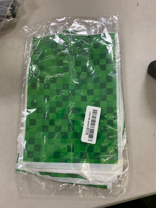 Photo 1 of 50pcs Pixel Gift Bags, Pixel Birthday Party Favors Bags with Handles Video Game Theme Birthday Party Favors Supplies for Candy Goodie Snack Treat Gift (Green)