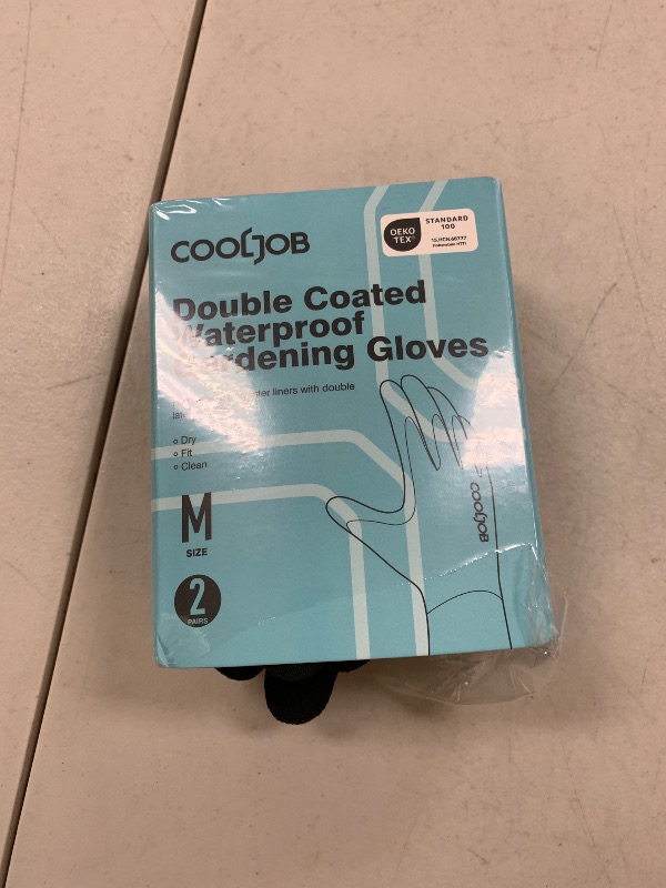 Photo 1 of COOLJOB Waterproof Gardening Work Gloves with grip for Women & Men, Double Rubber Coated for Garden Yard Outdoor Construction Worker, Blue Medium Size 2 Pairs