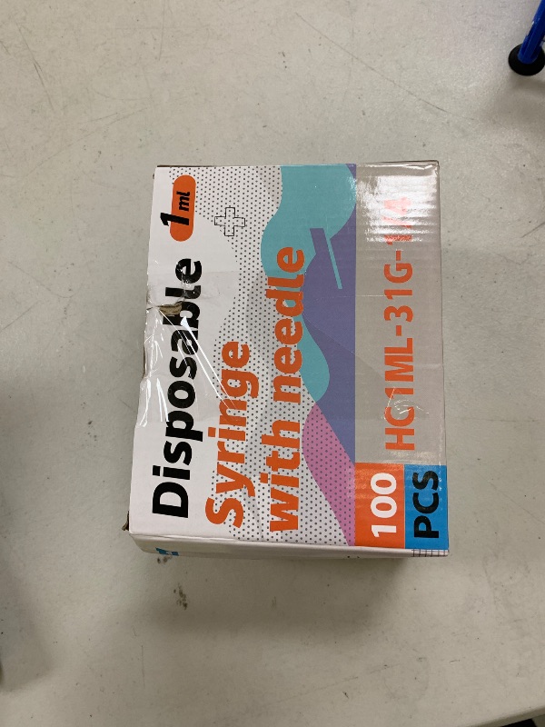 Photo 1 of 31G U-100 1ml/cc 1/4"(6mm) Scientific Lab Syringes, Individually Wrapped, Box of 100