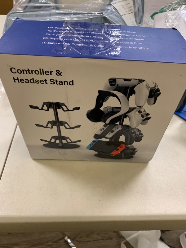 Photo 1 of Headset Stand 4 Tiers for Desk, Rotatable Gaming Controller Stand for PS5/PS4/Xbox/Switch2/PS Portal/Phone, Universal PC Gamer Gift Accessory Controller/Headphone Holder for 12 Packs Controller