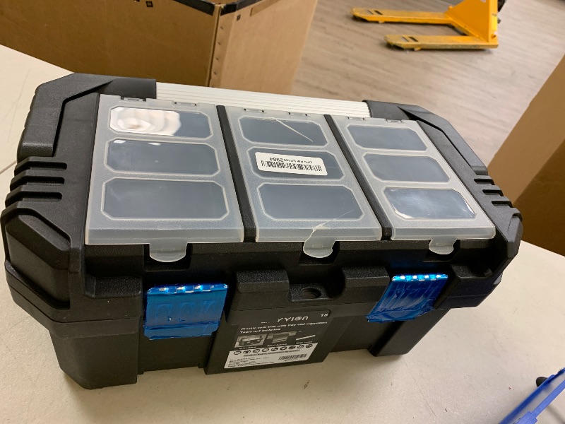 Photo 1 of Anyyion 17-Inch Tool box with Removable Tray with Stainless Steel Dual Lock Secured,Small Parts Box, Metal Handle is Truly Rugged?Internal:15.67"L x 7.56"W x 6.7"H)