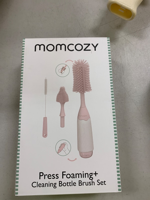 Photo 1 of Momcozy Bottle Brush Kit, Innovative Push-Press Design for Better Cleaning - Baby Bottle Cleaner Brush for Baby Bottle, Breast Pumps, Nipples, and More - Can Generate Foam for Better Cleaning, Pink