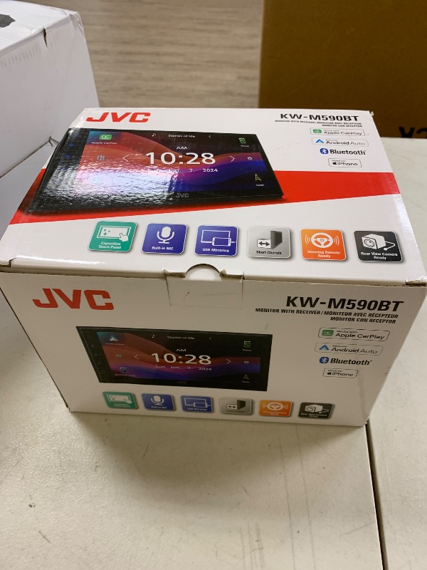 Photo 1 of JVC KW-M590BT Single Din/Double Din Car Stereo (50W x 4-Ch), L-Shaped Chassis Fits Most Cars, Large 6.8" Hi-Res Touchscreen, AM/FM, Apple CarPlay, Android Auto, Rear Camera Input, USB 2.1 Fast Charge