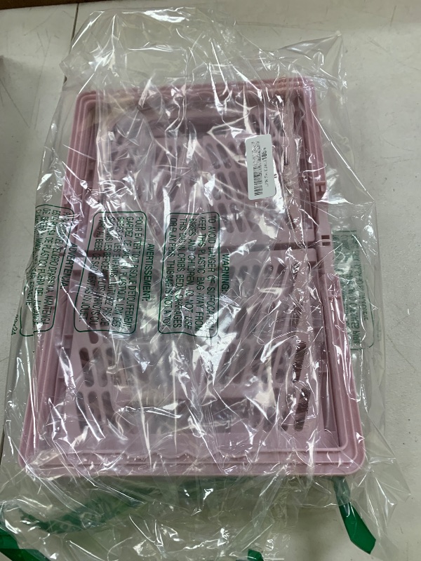 Photo 1 of ZHJINGYU crates for storage,plastic baskets for organizing,collapsible shopping basket,20L foldable crate with Handles,Car Milk Dairy storage crate, for Kitchen,Bathroom,Medicine.Garage M,Pink