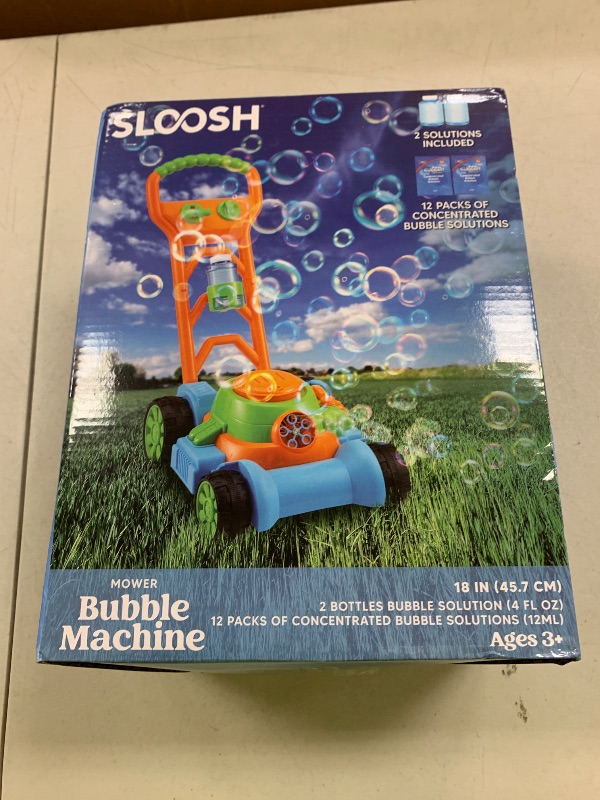 Photo 1 of SLOOSH Bubble Lawn Mower Toddler Toys - Pretend Play Bubble Blower Machine Gardening Toy Leak-Proof for Indoor Outdoor Use, Push Toys Preschool Baby Boys Kids Halloween Birthday Gifts (Blue)
