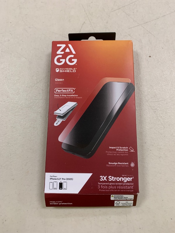 Photo 1 of ZAGG Glass+ Screen Protector for iPhone 17 Pro - 3X Stronger, Impact & Shatter Protection, Scratch & Smudge-Resistant iPhone Tempered Glass, InvisibleShield, Easy PerfectFit Install