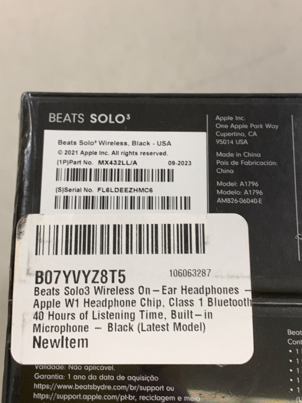 Photo 1 of Beats Solo3 Wireless On-Ear Headphones - Apple W1 Headphone Chip, Class 1 Bluetooth, 40 Hours of Listening Time, Built-in Microphone - Black