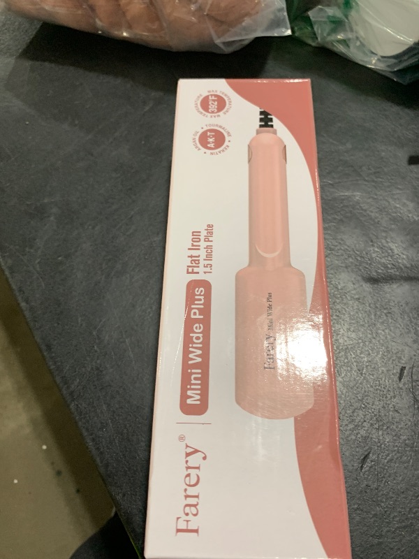 Photo 1 of FARERY Mini Flat Iron, 1.5 Inch Wider Plate, Ceramic Mini Hair Straightener for Short to Medium Hair, Portable Hair Straightener with Dual Voltage and Storage Bag