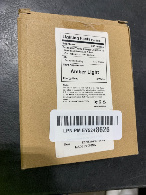 Photo 1 of Eastiya Amber Sleep Light Bulbs: 3W Amber Warm Light Bulb 1800K, Blue Light Blocking Dim Light Bulbs 40W Equivalent, E26 Bulbs for Mood Soothing, Bedroom and Baby Nursery, 2 Pack