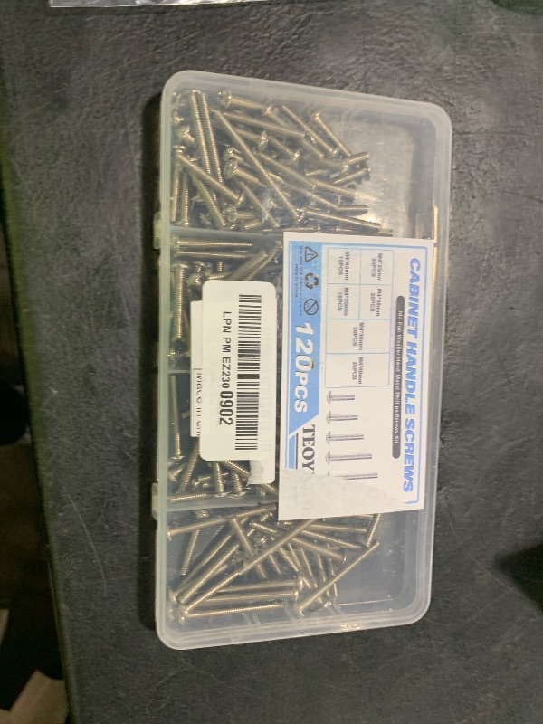 Photo 1 of TEOYNGU 120PCS Assortment?Cabinet Pull and Knob Screws, M4×25/30/35/40/45/50mm, Machine Screws with Pan Washer Head, Metal Phillips Screws Kit for Drawer, Cupboard, Closet Handle Installation